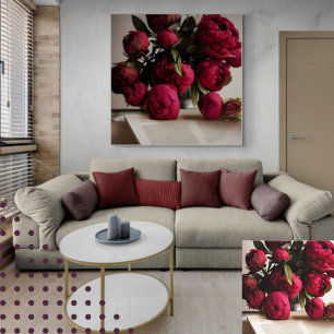 Schönes Bouquet Red Peonies Floral Digital Leinwanddruck