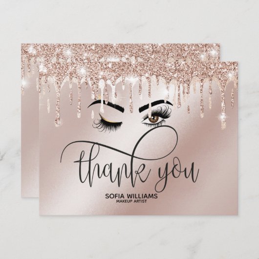 Schönes braunes Auge mit goldener Kronenpflege Dankeskarte (Vorne/Hinten)