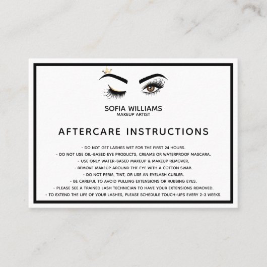 Schönes braunes Auge mit goldener Kronenpflege Empfehlungskarte (Vorderseite)