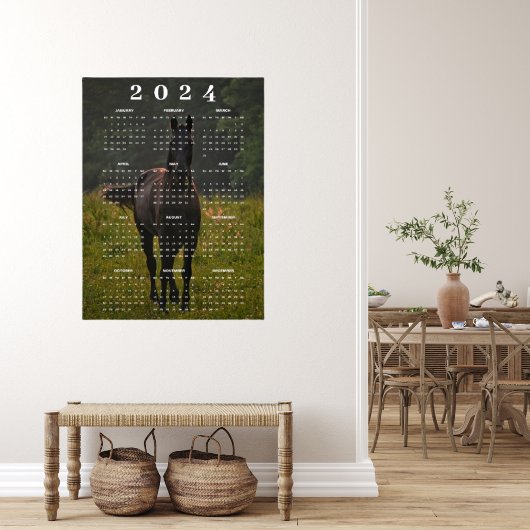 Schönes braunes Pferd auf Wiese 2024 Mauerkalender Poster