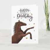 Schönes, braunes Pferd, das die Geburtskarte trägt Karte (Vorderseite)