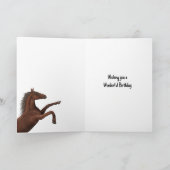 Schönes, braunes Pferd, das die Geburtskarte trägt Karte (Innenseite)