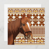 Schönes, braunes Pferd über das geometrische Muste (Vorne/Hinten)