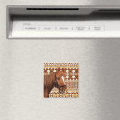 Schönes, braunes Pferd über das geometrische Muste Magnet (In Situ (Geschirrspüler))