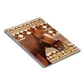 Schönes, braunes Pferd über das geometrische Muste Notizblock (Rechte Seite)