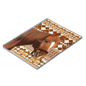 Schönes, braunes Pferd über das geometrische Muste Notizblock (Linke Seite)