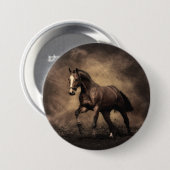 Schönes, braunes Pferdekissen Button (Vorne & Hinten)