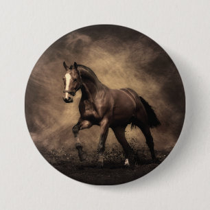 Schönes, braunes Pferdekissen Button
