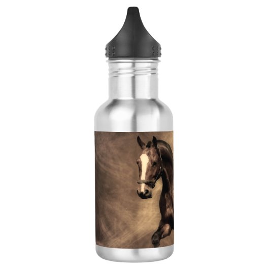 Schönes, braunes Pferdekissen Edelstahlflasche (Links)
