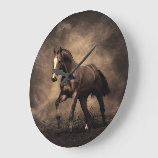 Schönes, braunes Pferdekissen Große Wanduhr (Winkel)