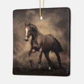 Schönes, braunes Pferdekissen Keramikornament (Links)