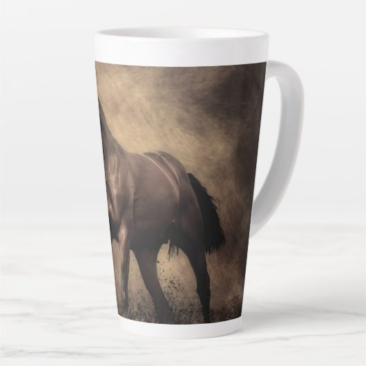 Schönes, braunes Pferdekissen Milchtasse (Rechte Ecke)