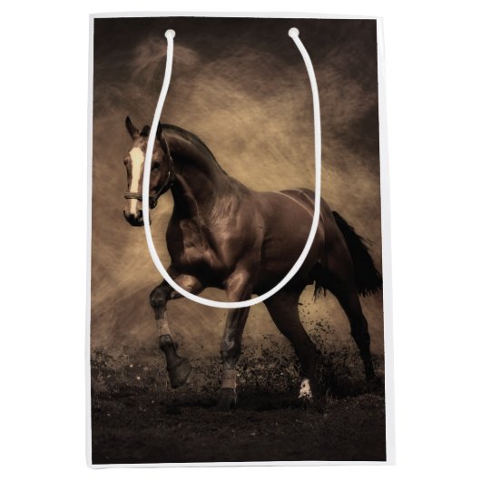 Schönes, braunes Pferdekissen Mittlere Geschenktüte (Vorderseite)