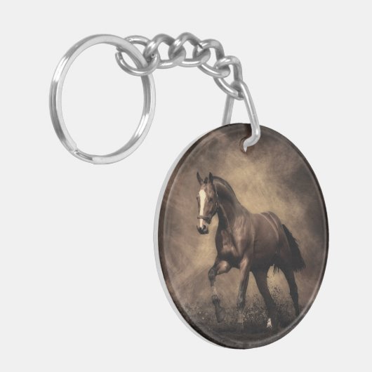 Schönes, braunes Pferdekissen Schlüsselanhänger (Vorderseite links)