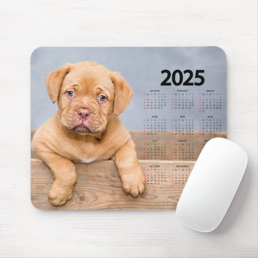 Schönes braunes Welpe 2025 Dog Calendar Mousepad (Mit Mouse)