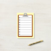 Schönes, braunes Whitepaper mit Zwischenablage, Ch Post-it Klebezettel (Auf Schreibtisch)