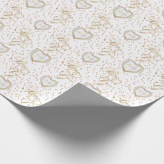 Schönes Braut- und Gräuelgoldenherz - Hochzeit Geschenkpapier (Ecke)