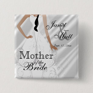 Schönes Brautkleid auf weißem Satin Button