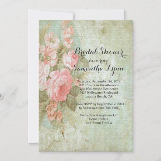 Schönes Brautparty für Vintage Rose Einladung (Vorderseite)