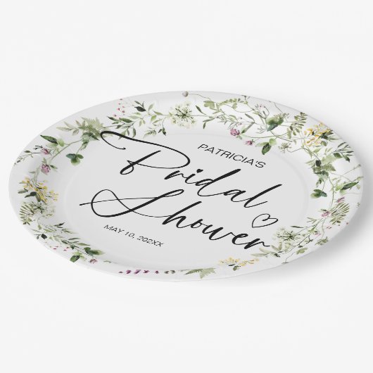 Schönes Brautparty für Wildblume Pappteller (Schrägansicht)