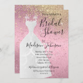 Schönes Brautparty - Hübsch rosa Einladung (Vorne/Hinten)