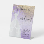 Schönes Brautparty - Lila & Gold Sockelschild (Vorderseite)