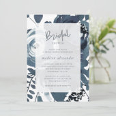 Schönes Brautparty mit Blumen und Weiß Einladung (Stehend Vorderseite)