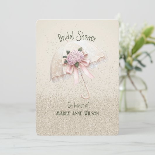 Schönes Brautparty mit Creme und Rosa Einladung (Stehend Vorderseite)