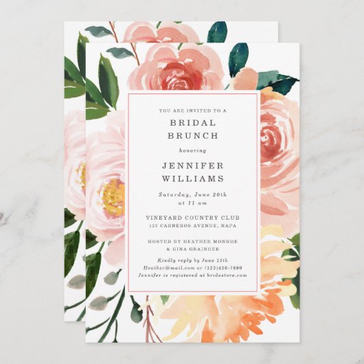 Schönes Brautparty mit Wasserfarben Einladung (Vorne/Hinten)