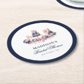 Schönes Brautparty Personalisiert Runder Pappuntersetzer (Angewinkelt)