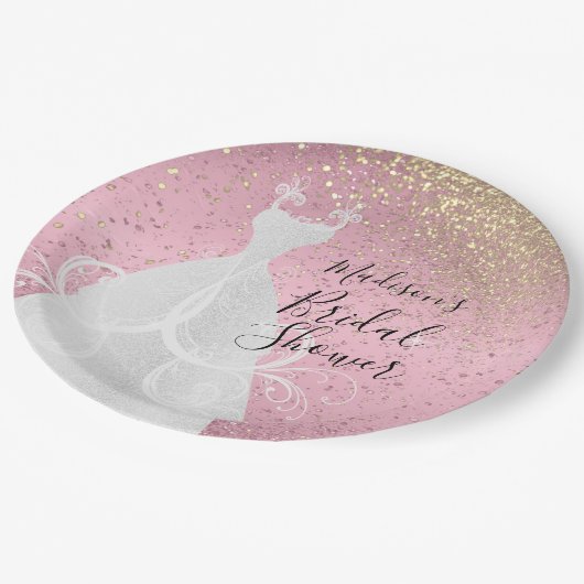 Schönes Brautparty - PInk Paper Teller (Schrägansicht)