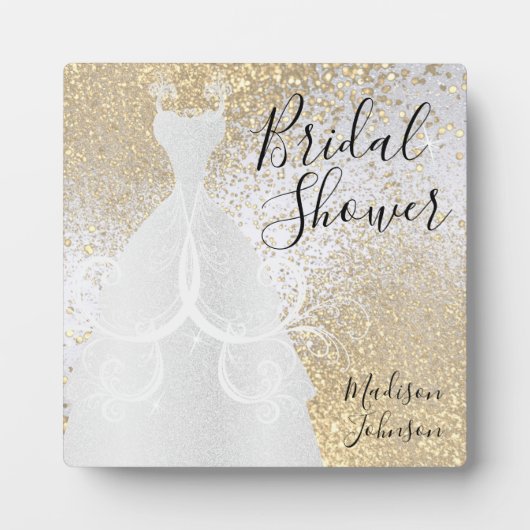 Schönes Brautparty - Weiß und Gold Fotoplatte (Vorderseite)