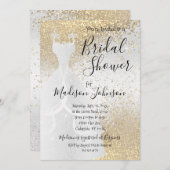 Schönes Brautparty - White & Gold Glitzer Einladung (Vorne/Hinten)