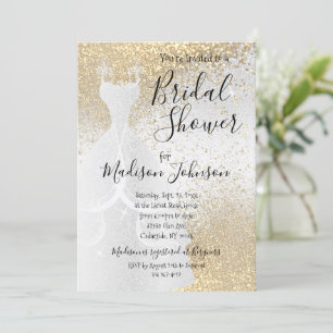 Schönes Brautparty - White & Gold Glitzer Einladung