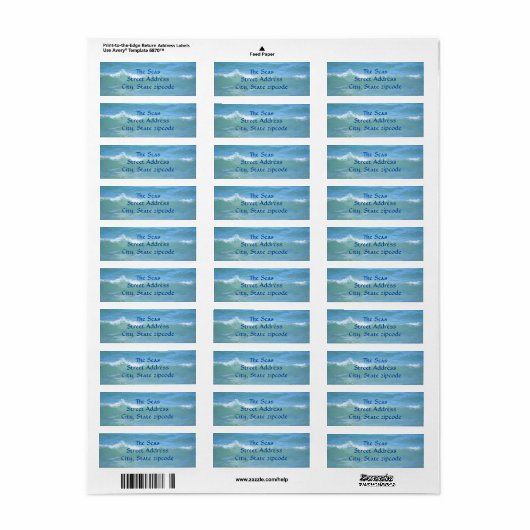 Schönes Breaking Wave Aqua Blue Address Labels (Vorne)