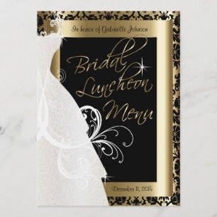 Schönes Bridal-Menü in Gold & Black Damask Menükarte