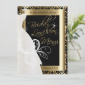 Schönes Bridal-Menü in Gold & Black Damask Menükarte (Stehend Vorderseite)