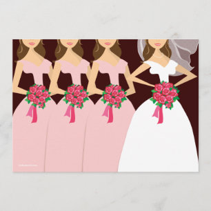 Schönes Bride Pink Bridesmaier Brautparty Einladung
