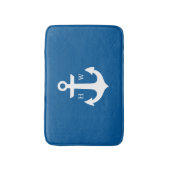 Schönes Bright Blue Anchor Monogram Badematte (Vorderseite Vertikal)