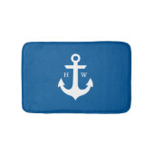 Schönes Bright Blue Anchor Monogram Badematte (Vorderseite)