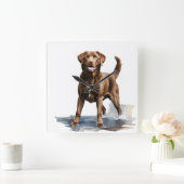 SCHÖNES BROWN CHESAPEAKE BAY RETRIEVDOG QUADRATISCHE WANDUHR (Zuhause)