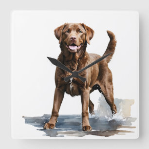 SCHÖNES BROWN CHESAPEAKE BAY RETRIEVDOG QUADRATISCHE WANDUHR