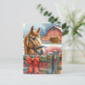 Schönes Brown Horn bei einem festlichen Weihnachts Postkarte (Stehend Vorderseite)