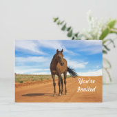 Schönes Brown Horn Road Foto Geburtstag Einladung (Stehend Vorderseite)