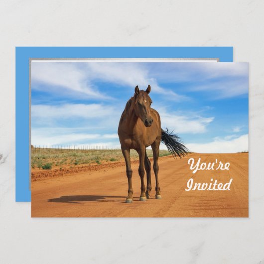 Schönes Brown Horn Road Foto Geburtstag Einladung (Vorne/Hinten)