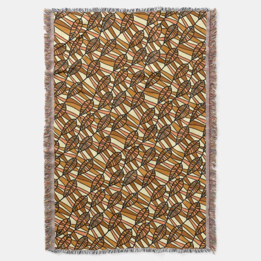 Schönes Brown Leaf Fringed Throw Blanket Decke (Vorderseite Vertikal)
