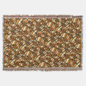 Schönes Brown Leaf Fringed Throw Blanket Decke (Vorderseite)