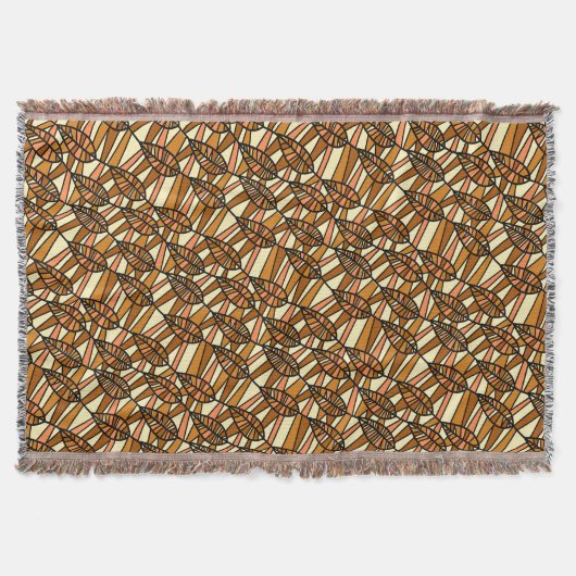 Schönes Brown Leaf Fringed Throw Blanket Decke (Vorderseite)