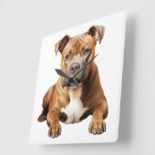 SCHÖNES BROWN PERSONAL BULL TERRIER HUND QUADRATISCHE WANDUHR (Winkel)