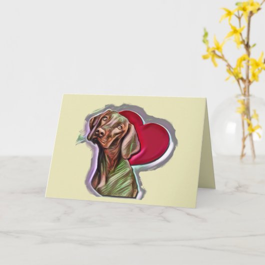 Schönes Brown PopArt Vizsla Ungarische Pointer Karte (Gelbe Blume)